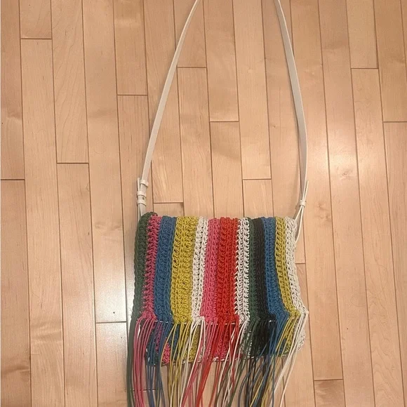 Chloe Leather Macrame Multicolor Fringe Crossbody Bag NWOT - Picture 2 of 3